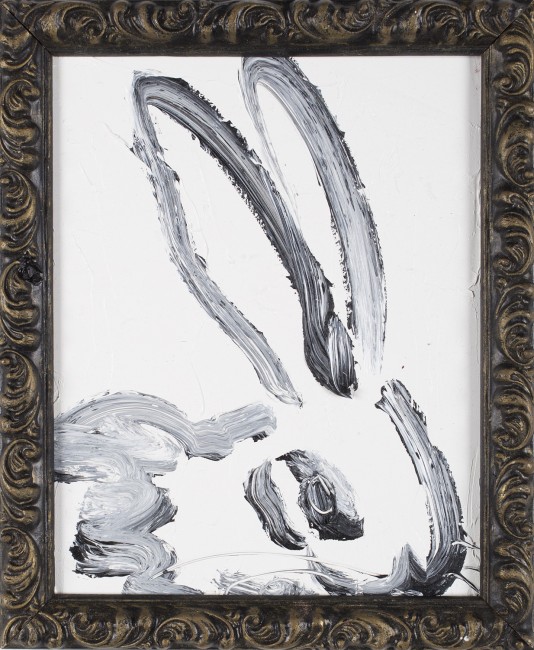 Untitled (Black outline bunny on white), 10"x8"