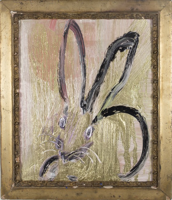 Untitled (Black outline bunny on metallic), 17