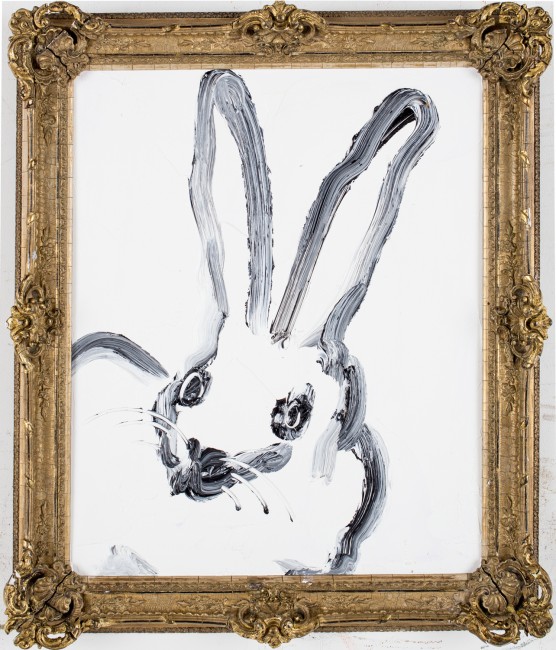 Untitled (Black outline bunny on white), 17"x14"