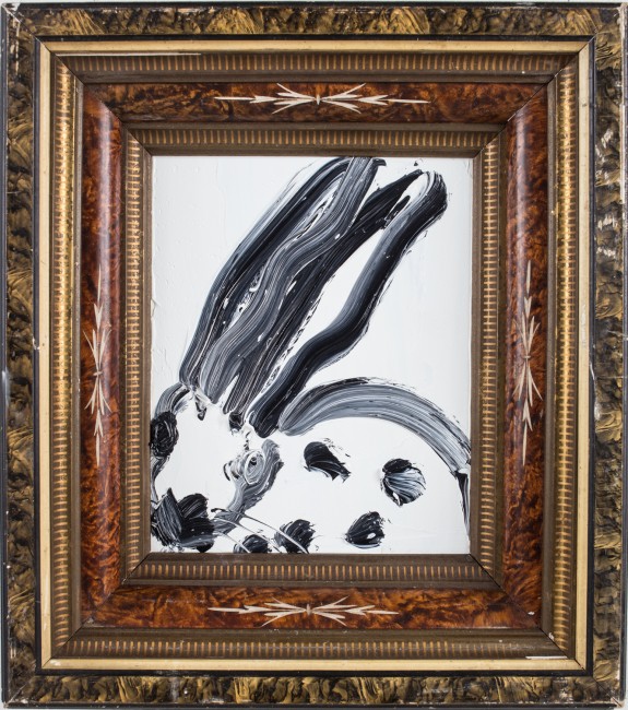 Untitled (Black outline bunny on white), 10"x8"