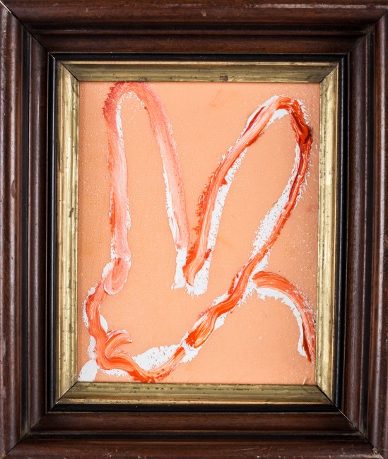 Untitled (Bunny on peach diamond dust), 10"x8"
