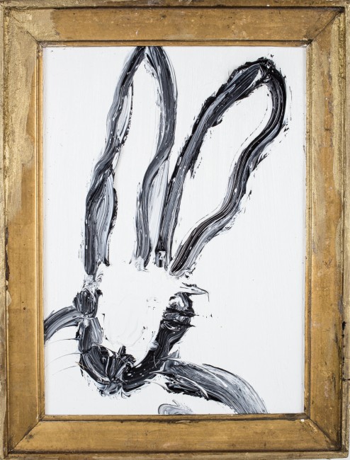 Untitled (Black outline bunny on white), 14.5