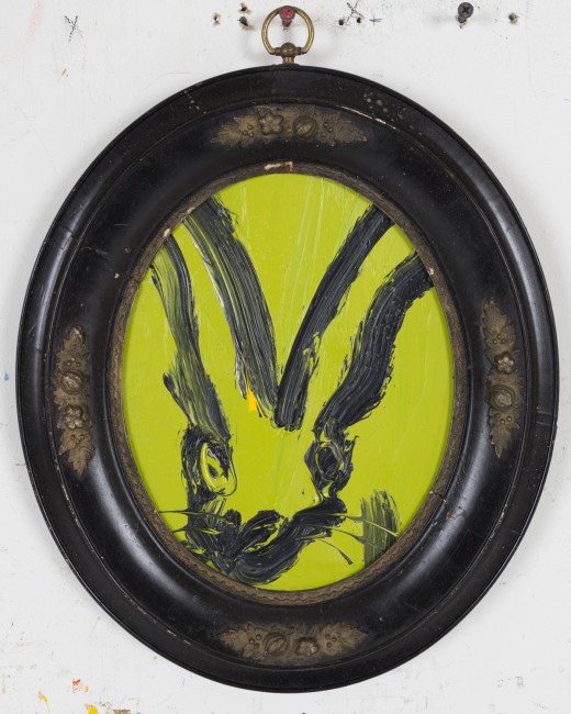 Untitled (Black outline bunny on lime green), 10