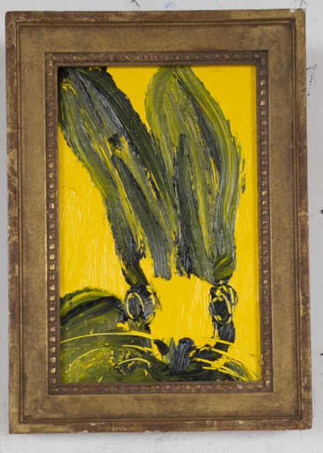 Untitled (Black bunny on yellow), 9.75"x6.25"